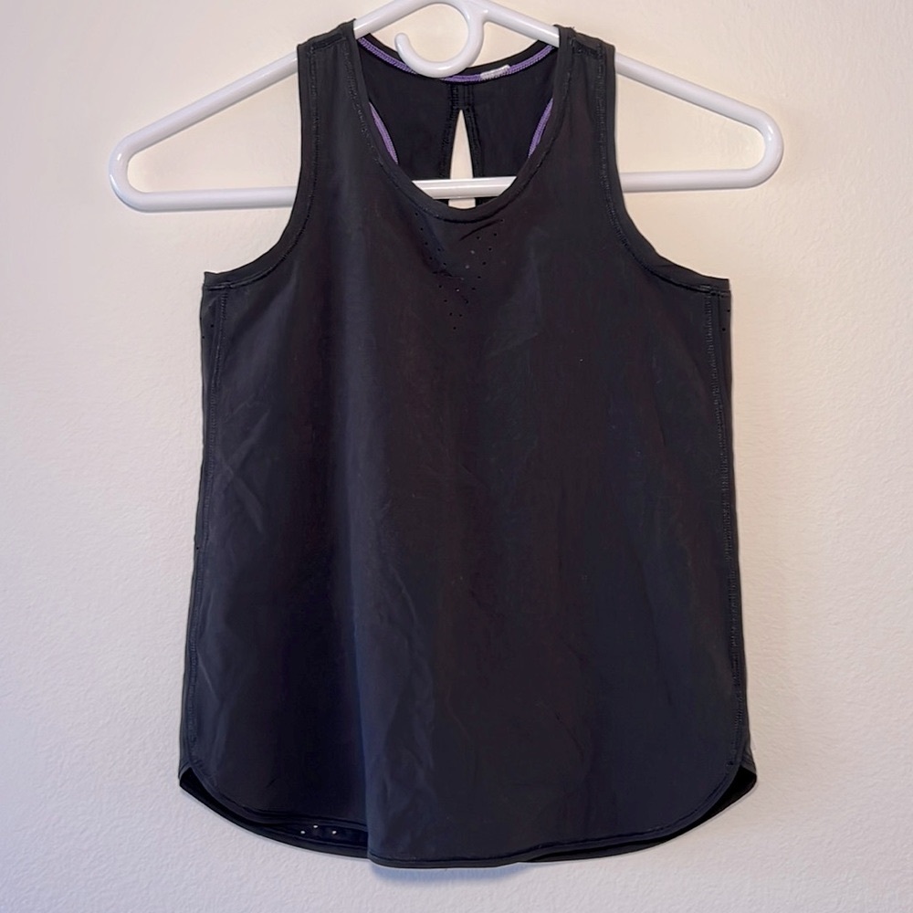 Lululemon kids Ivivva Girls black racer back tank top size 10 Perfect condition!